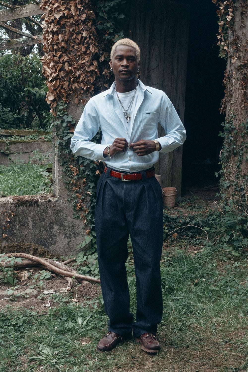 MARIN pleated denim pants