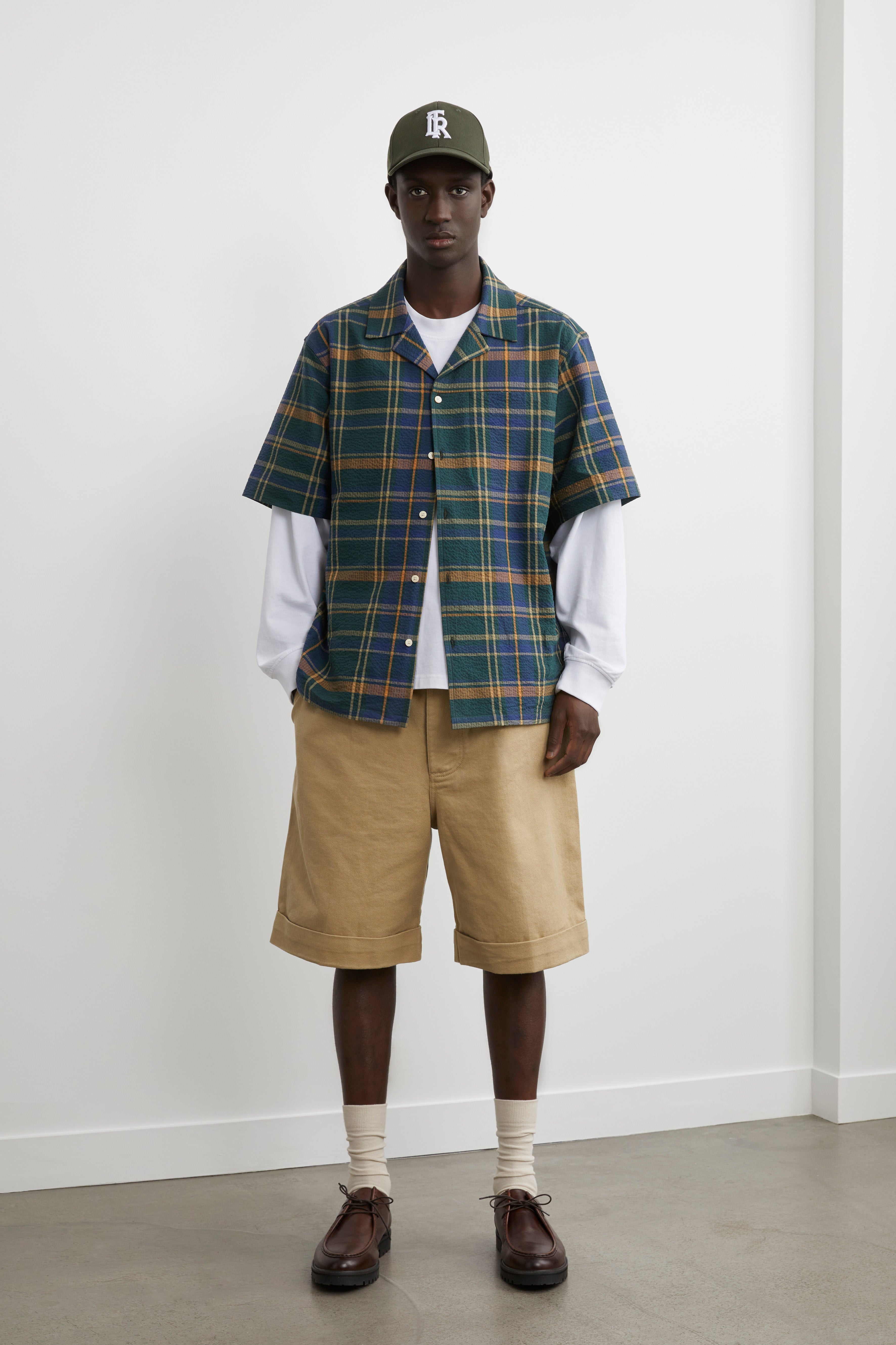 Chemisette seersucker à carreaux