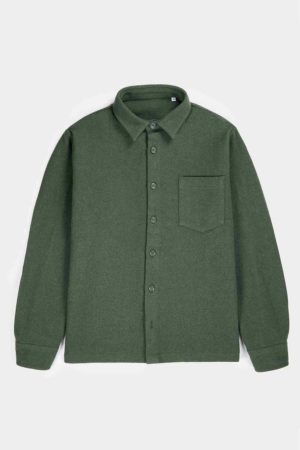 Men's overshirt, Epure in khaki recycled wool