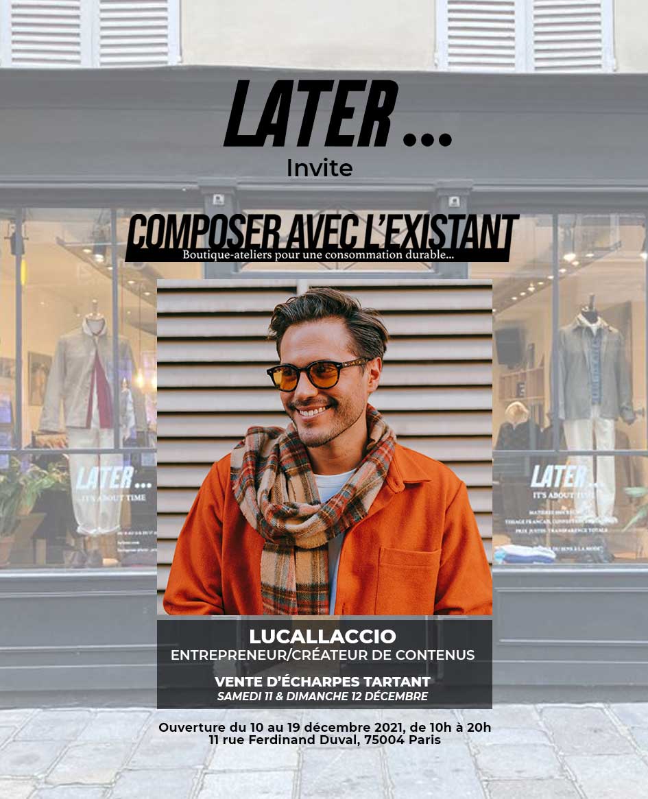 Lucallaccio écrit chaque semaine des trucs sur le vêtement et sa place dans la société. Il tourne aussi des vidéos sur Youtube et propose aussi des vêtements comme des écharpes pour cet hiver. Et il adore les brocolis.