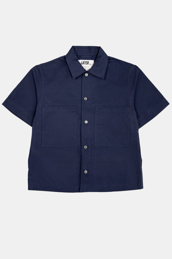 Surchemise manche courte homme, marine en coton recyclée