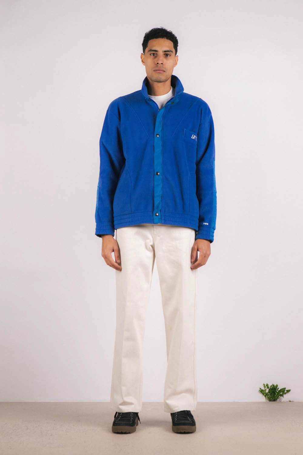 Blouson polaire bleu homme en polyester recyclé