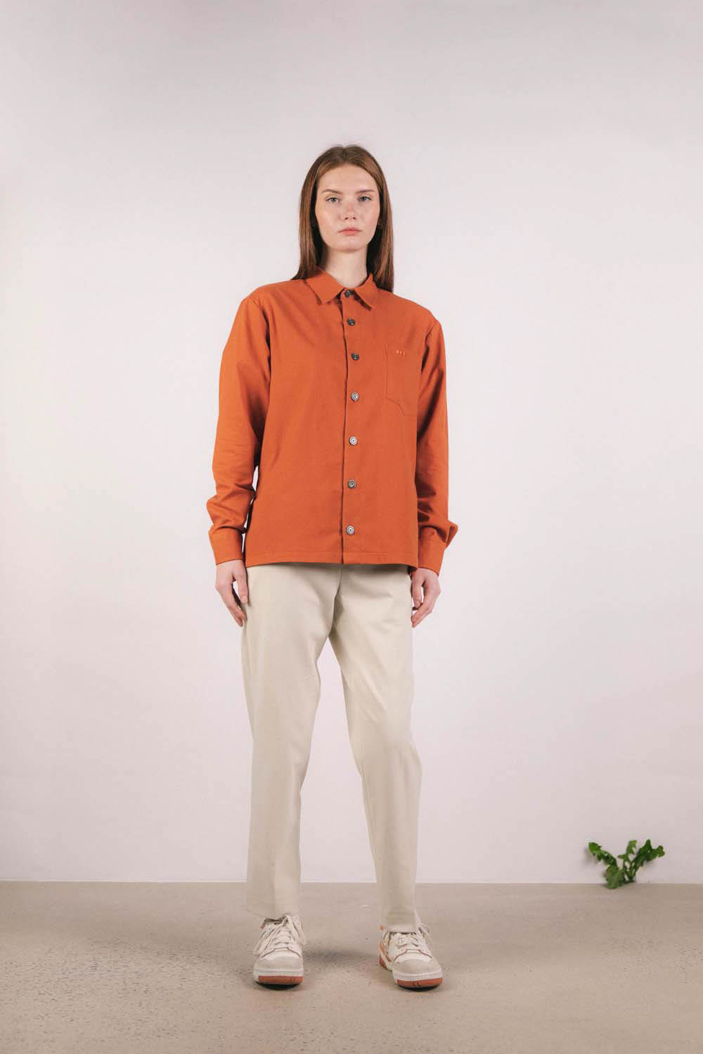 Chemise en coton Recyclée orange corail femme