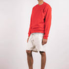 Sweat-shirt col rond rouge recyclée, homme