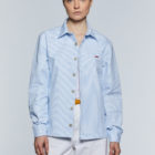 Recycled cotton shirt with light blue stripes for men and women