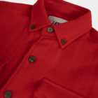 Surchemise casual rouge en laine poches à rabat et col boutonné
