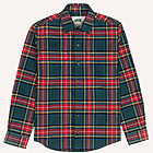 Surchemise casual en laine, tartan vert et rouge, aplat, packshot