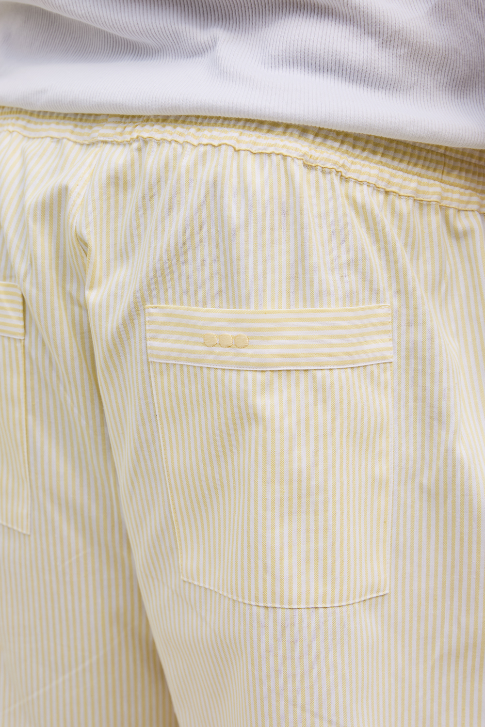 SHORT AMPLE EN COTON A RAYURES JAUNES