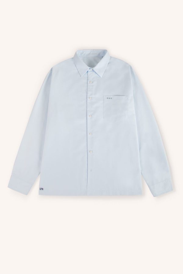 Chemise oxford bleu ciel en tissu bio, aplat, packshot