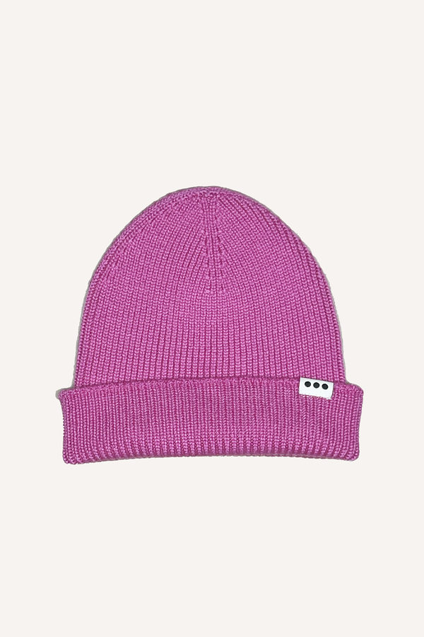 100% merino wool pink beanie